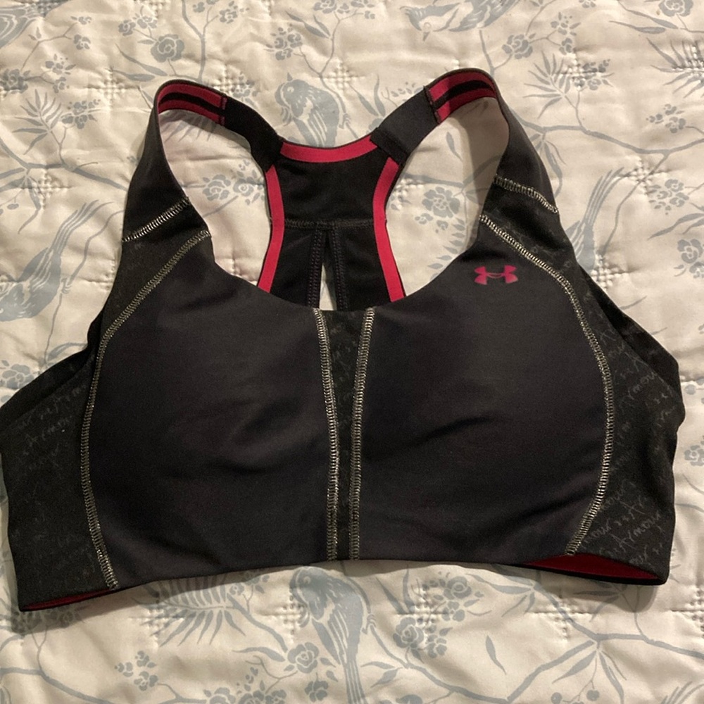 Under Armour Black and Pink High-Impact Sports Bra